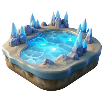 wonderful rustic Enchanted 3D Ice Pond Illustration 4K png