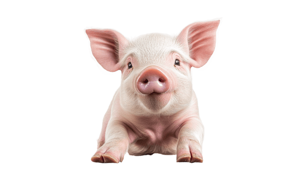Cute piglet resting on a clean surface png