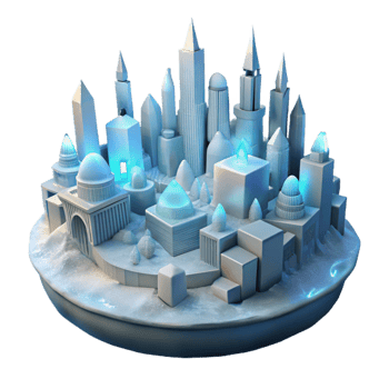 dramatic traditional Icy Metropolis 3D Render genuine png