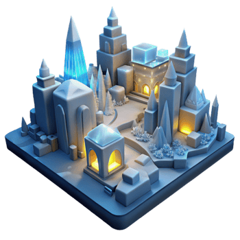 wonderful classic 3D Render of a Sparkling Winter Cityscape detailed png