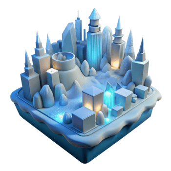 impressive contemporary Winter Cityscape 3D Illustration premium png