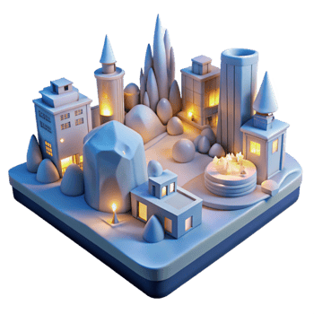 dramatic minimalist 3D Night Cityscape Illustration professional png