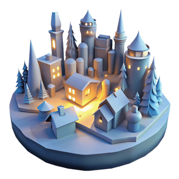 beautiful contemporary Enchanted 3D Village Illustration professional png