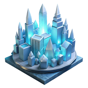 beautiful classic Icy Cityscape 3D Render high quality png