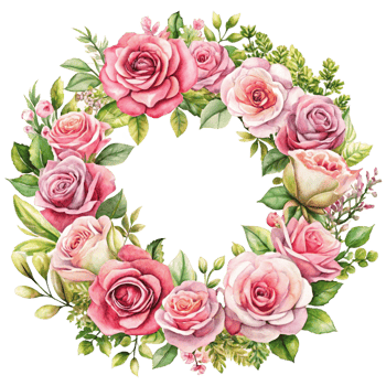 watercolour pink beautiful rose corner frame bouquet is isolated on transparent background png