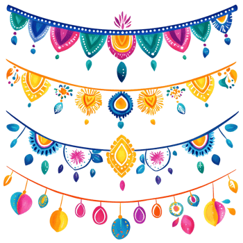 colorful garlands on a transparent background png