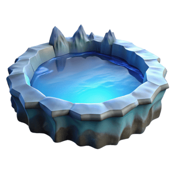 extraordinary contemporary Icy Pond 3D Render detailed png