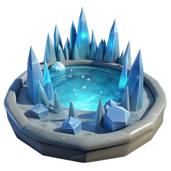 beautiful rustic Icy Pool 3D Render premium png