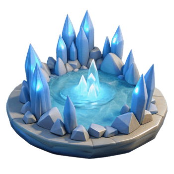 extraordinary classic Enchanted Ice Crystals Pool 3D Render high quality png