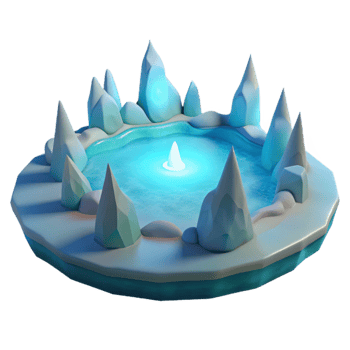 vibrant modern Icy Pond 3D Render exclusive png