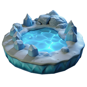 impressive abstract Icy Pond 3D Render detailed png