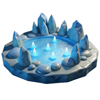 vibrant artistic Icy Pond 3D Render high resolution png