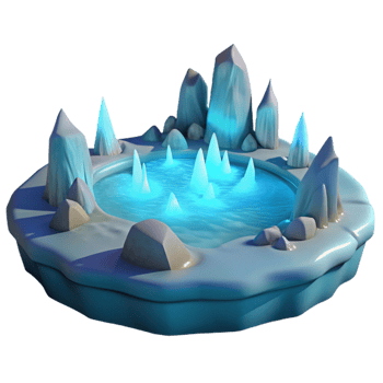 dramatic traditional Icy Pond 3D Illustration high quality png