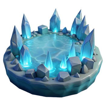 serene traditional Enchanted Ice Pool 3D Render high resolution png