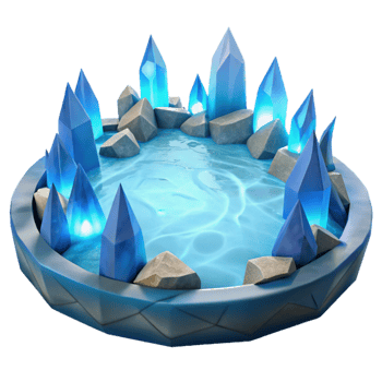 dramatic minimalist Fantasy Crystal Pool 3D Render genuine png