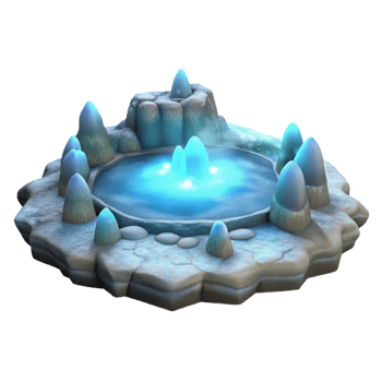 dramatic rustic Fantasy Hot Spring 3D Render high resolution png