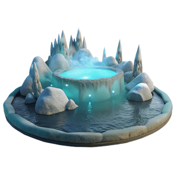 elegant contemporary Icy Hot Spring 3D Render high resolution png