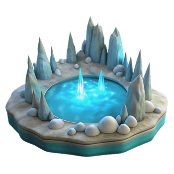 vibrant modern Icy Pond 3D Illustration genuine png