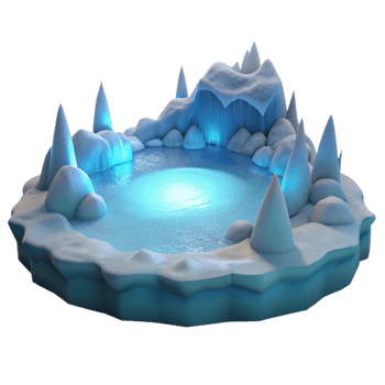 dramatic contemporary Icy Pond 3D Render original png