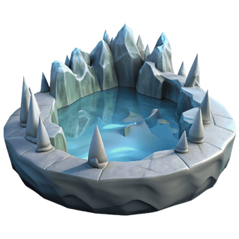 serene minimalist Frozen Pond 3D Model professional png