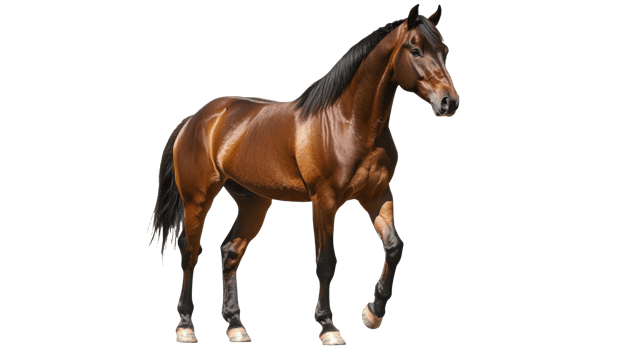 Majestic brown horse walking in bright light png