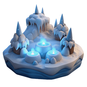 magnificent modern Enchanted Winter 3D Island Scene professional png