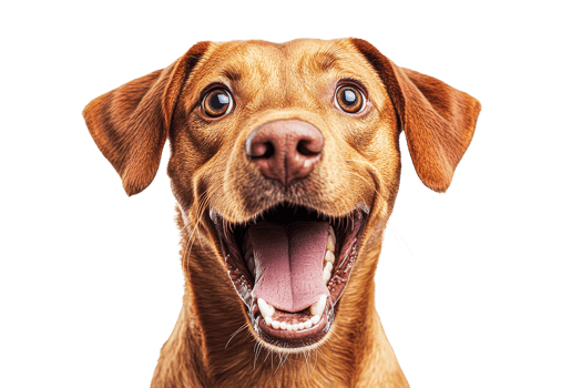 Happy brown dog with wide smile and bright eyes png