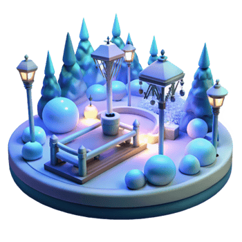 impressive contemporary Winter Wonderland 3D Render exclusive png