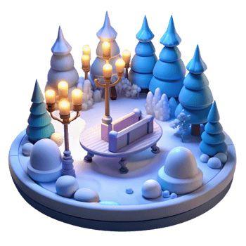 magnificent abstract Winter Park 3D Illustration original png