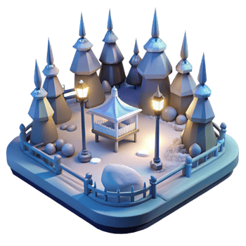 dramatic creative Winter Park Gazebo 3D Illustration professional png