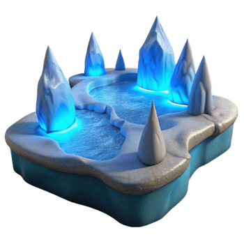 beautiful creative Icy Pond 3D Render premium png