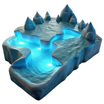 dramatic vintage Glowing Ice Cave 3D Render high resolution png