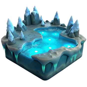 dramatic rustic Icy Mountain Lake 3D Render premium png