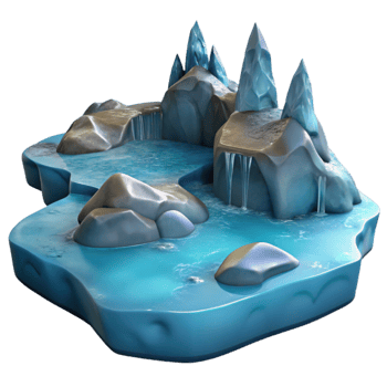beautiful modern Icy Waterfall 3D Game Asset original png