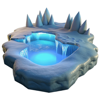 wonderful classic Icy Blue Pond 3D Render detailed png