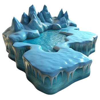impressive traditional Icy Peaks 3D Render Glacial Lake Background professional png