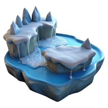 dramatic creative Icy Island 3D Render original png