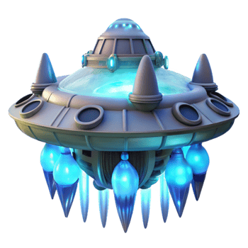 wonderful vintage Futuristic Flying Saucer 3D Render original png