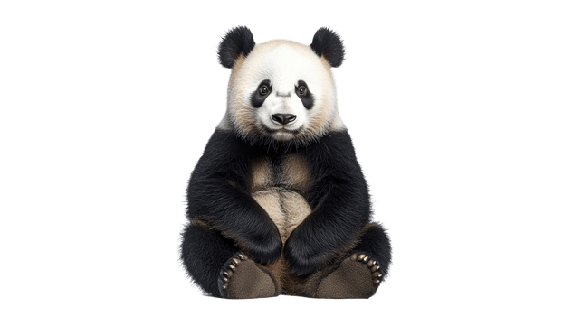 Cute panda sitting serenely in a bright setting png