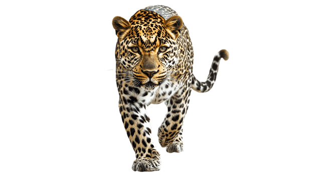 Majestic leopard walking through a bright space png