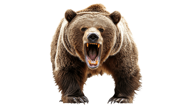 Grizzly bear showing teeth in the wild png