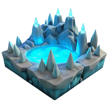vibrant classic Icy Peak Lake 3D Render high resolution png