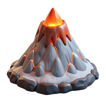 stunning traditional Cartoon Volcano 3D Render high resolution png