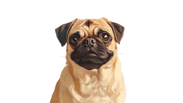 Cute pug with expressive eyes sitting quietly png