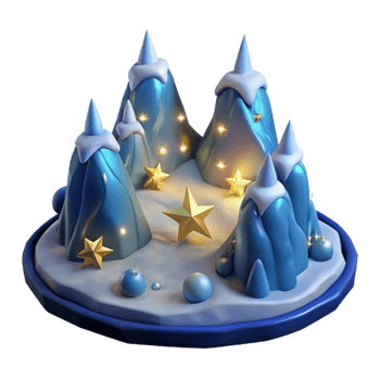 magnificent vintage 3D Winter Mountain Scene Illustration professional png