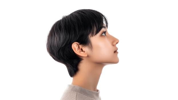 Profile of a young woman with short hair png