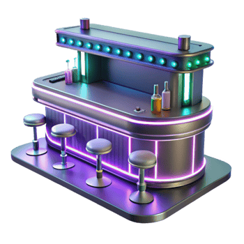 vibrant modern Neon Bar Counter 3D Render genuine png