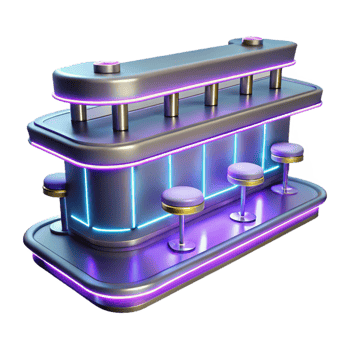elegant abstract Neon Bar Counter 3D Render premium png