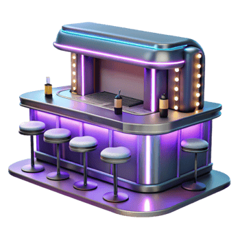 elegant artistic Neon Bar 3D Model Render genuine png