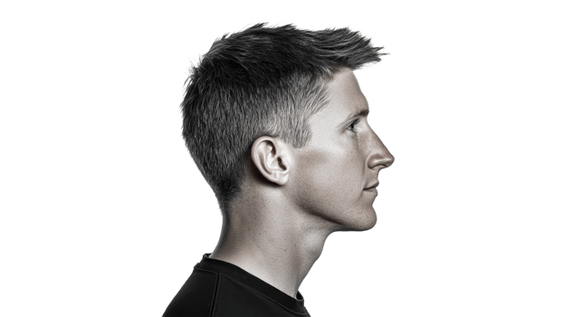Profile of a man with short hair in black attire png